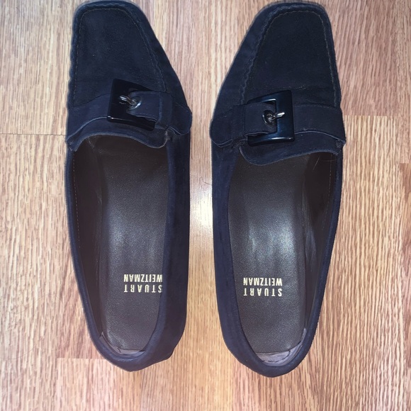 Stuart Weitzman Slip On Suede Loafers Dark Blue - Picture 2 of 7